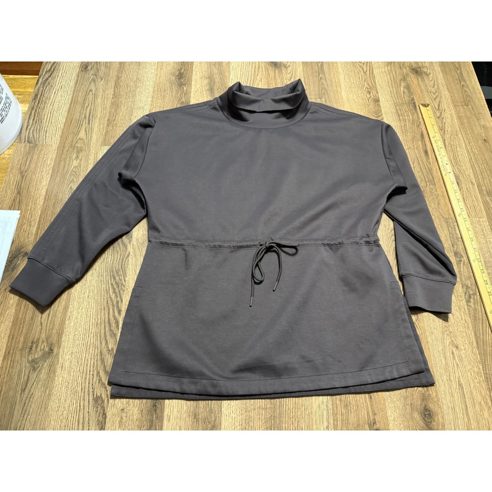 Athleta Shirts Women Size L Gray Pullover Drawstring Mock Neck Long Sleeve